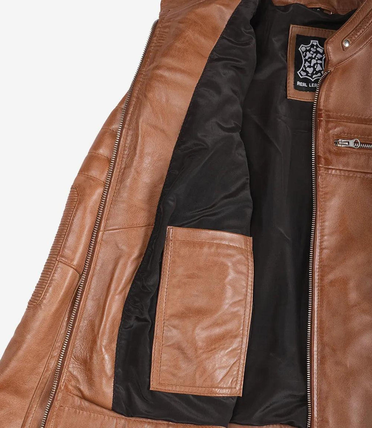 Tan Lambskin Leather Biker Jacket for Women-Leather Jackets-Glompi-Glompi