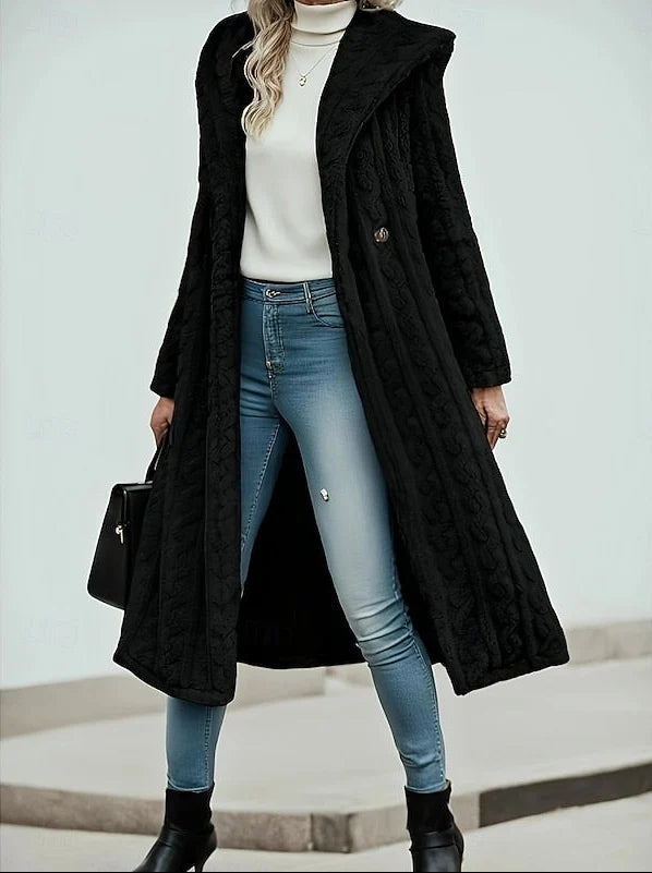 Textured Swirl Longline Hooded Teddy Coat 1