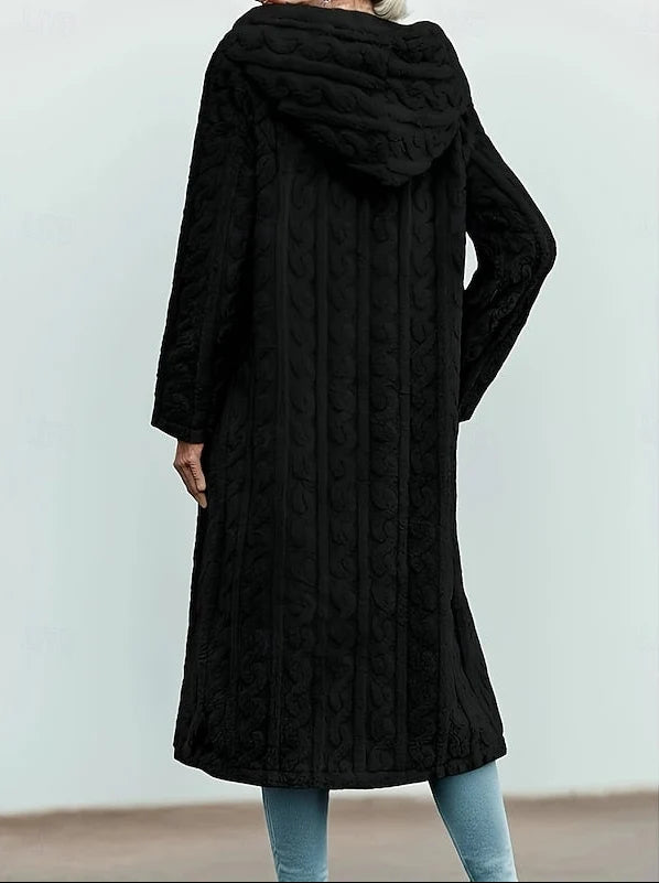 Textured Swirl Longline Hooded Teddy Coat 2