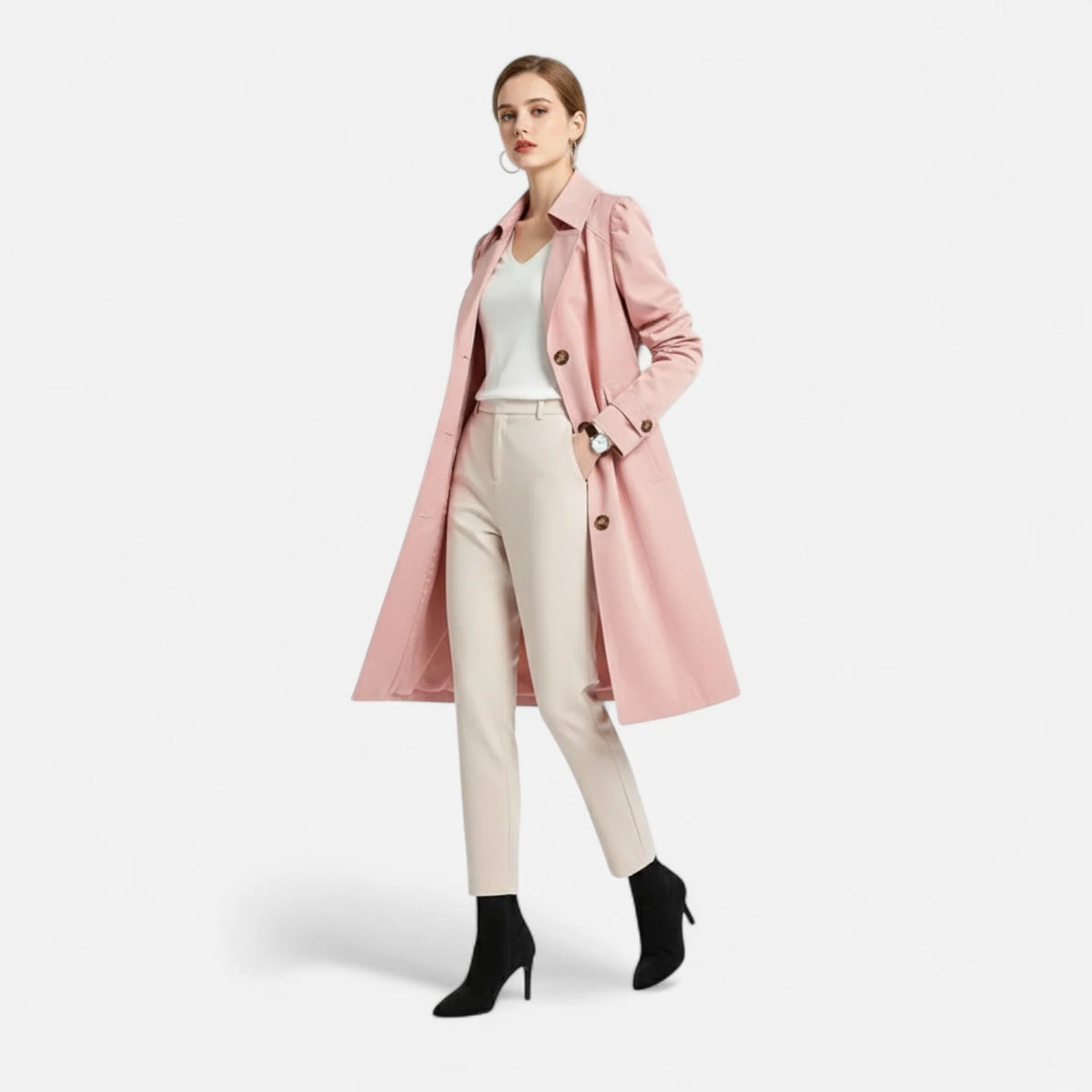 Timeless Lapel Trench Coat with Structured Fit 1