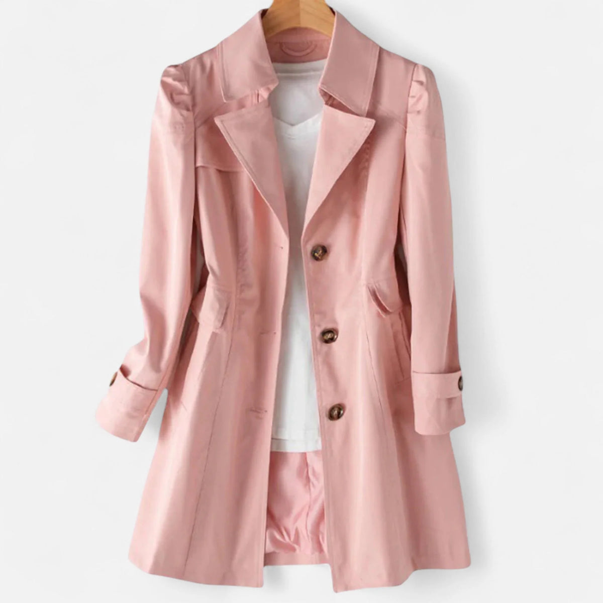 Timeless Lapel Trench Coat with Structured Fit 0