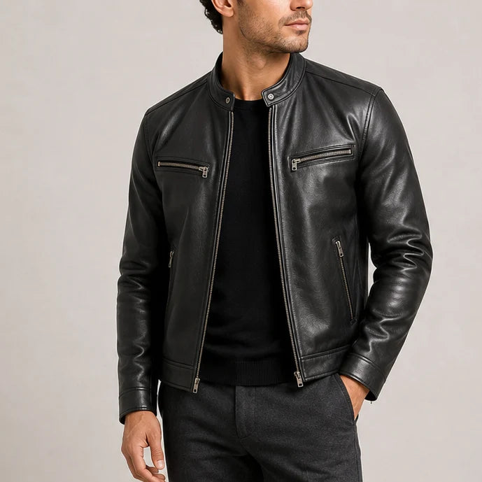 Vintage Leather Jacket for Men with Classic Design 0