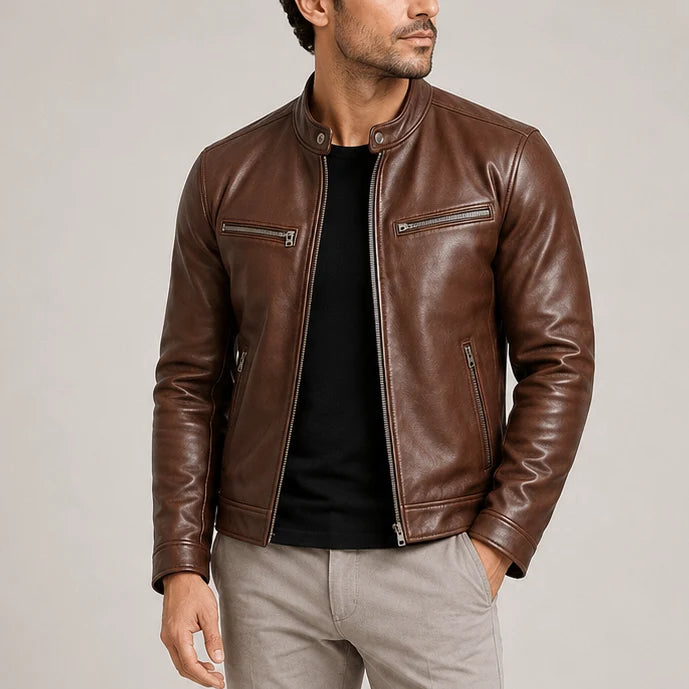 Vintage Leather Jacket for Men with Classic Design 3
