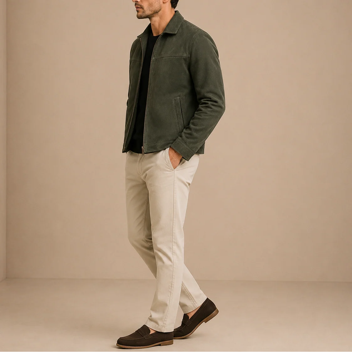 Vintage Suede Zip-Up Jacket for Men 3