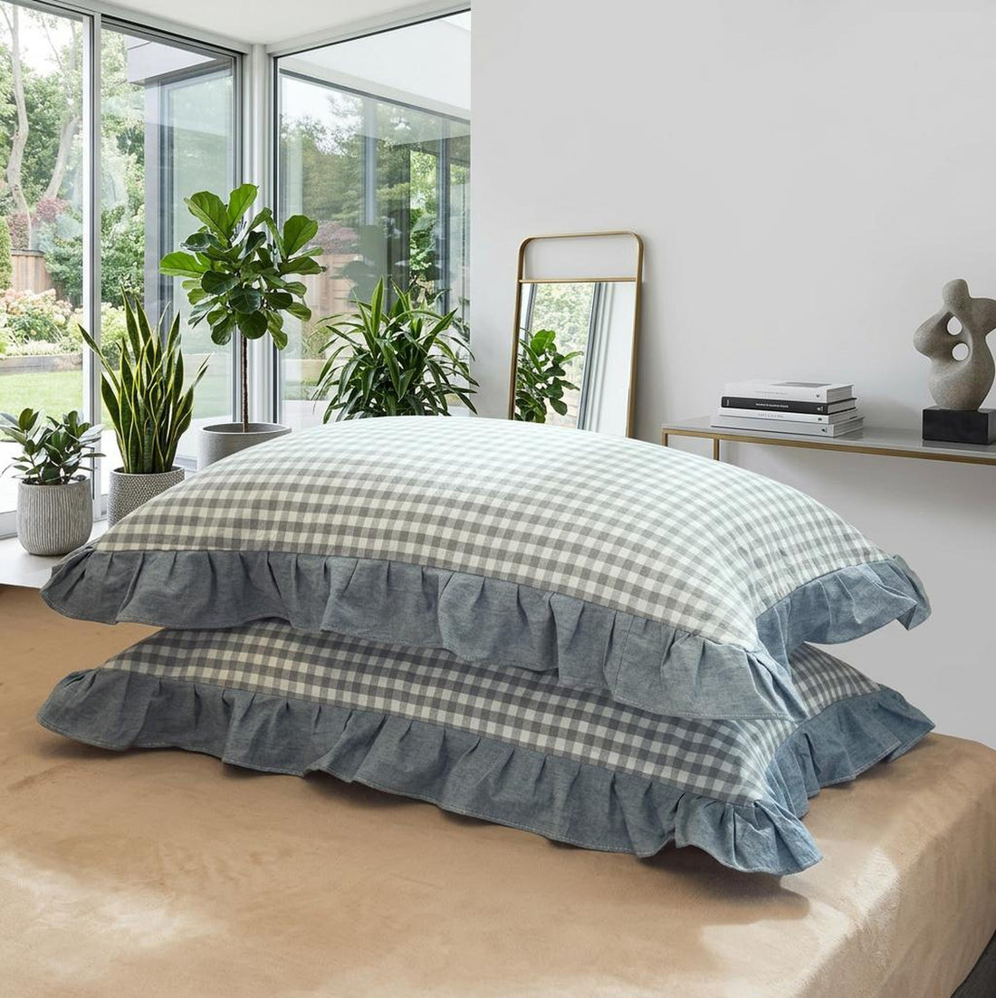 Washed Cotton Plaid Pillowcase Set
