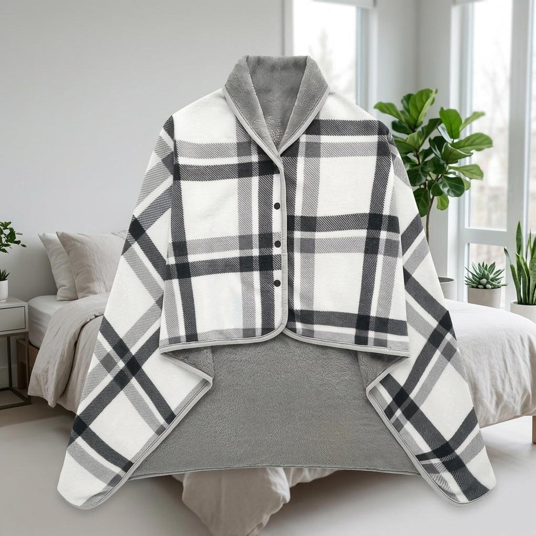 Wearable Blanket with Snap-Button Design for Adults