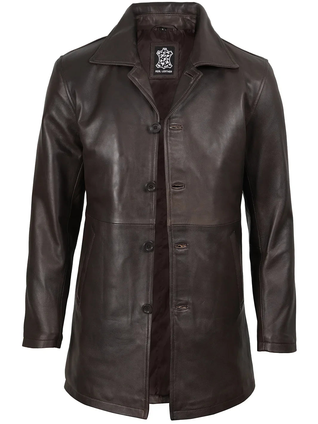 Winchester Distressed Leather Car Coat for Men 0