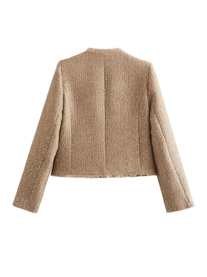 Women's Casual Tweed Jacket with Button Details 3