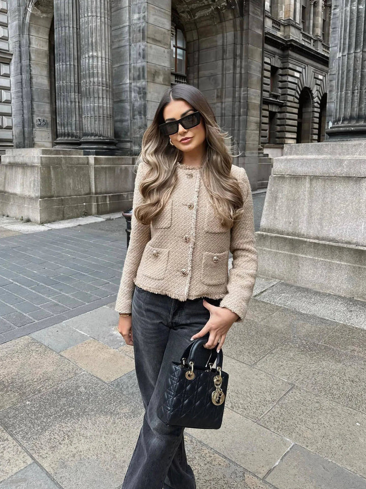 Women's Casual Tweed Jacket with Button Details 5