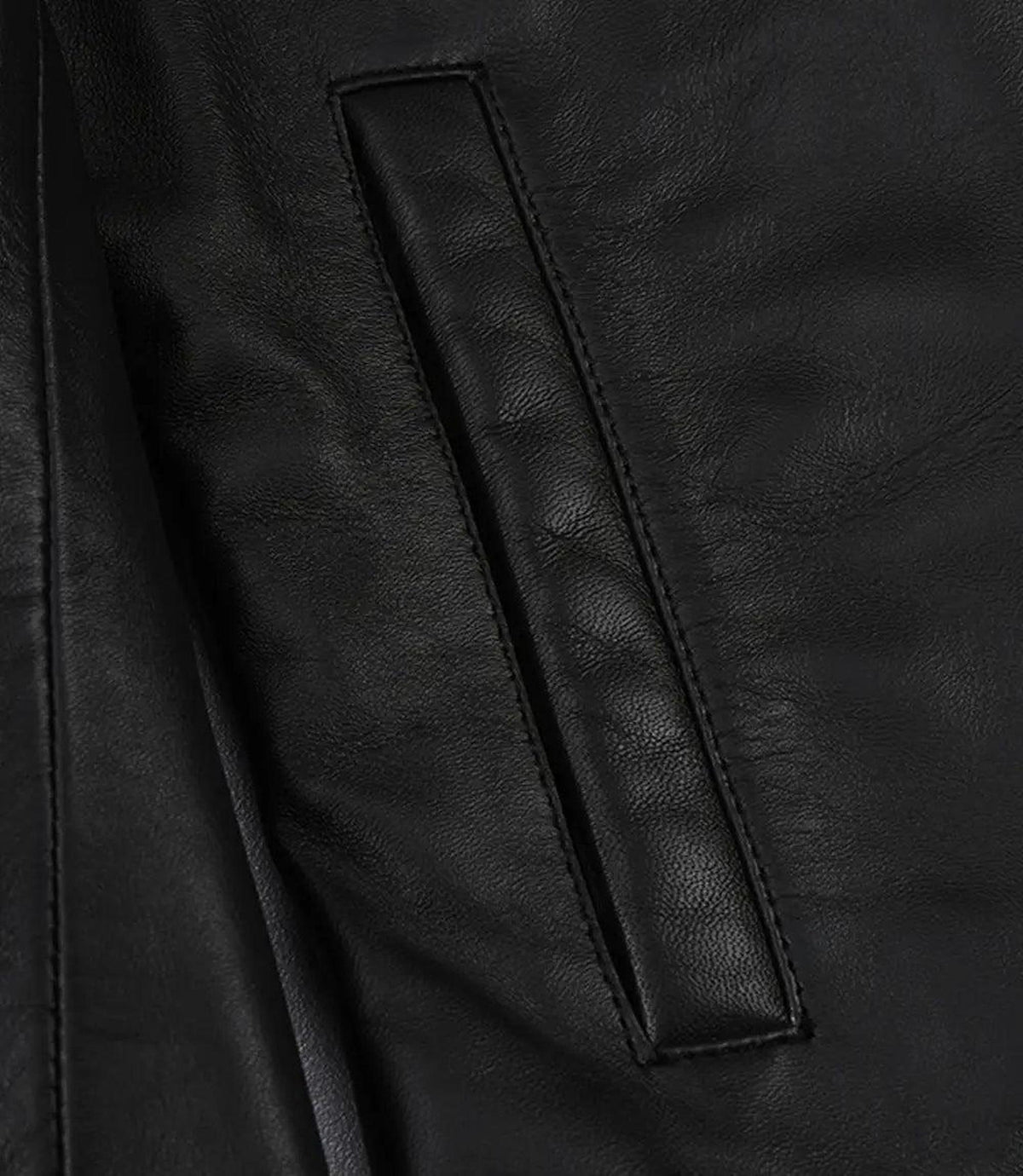 Women's Black Harrington Leather Jacket with Classic Collar-Leather Jackets-Glompi-Glompi