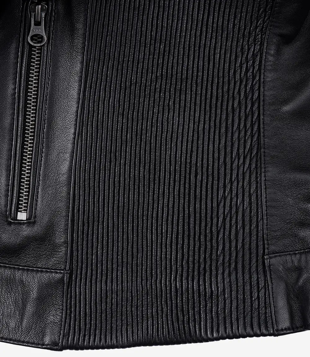 Women's Black Lambskin Leather Biker Jacket-Leather Jackets-Glompi-Glompi