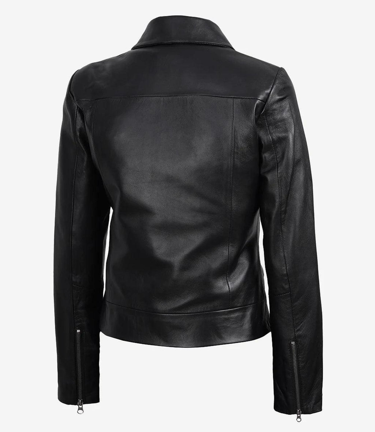 Women's Black Lambskin Leather Harrington Jacket-Leather Jackets-Glompi-Glompi
