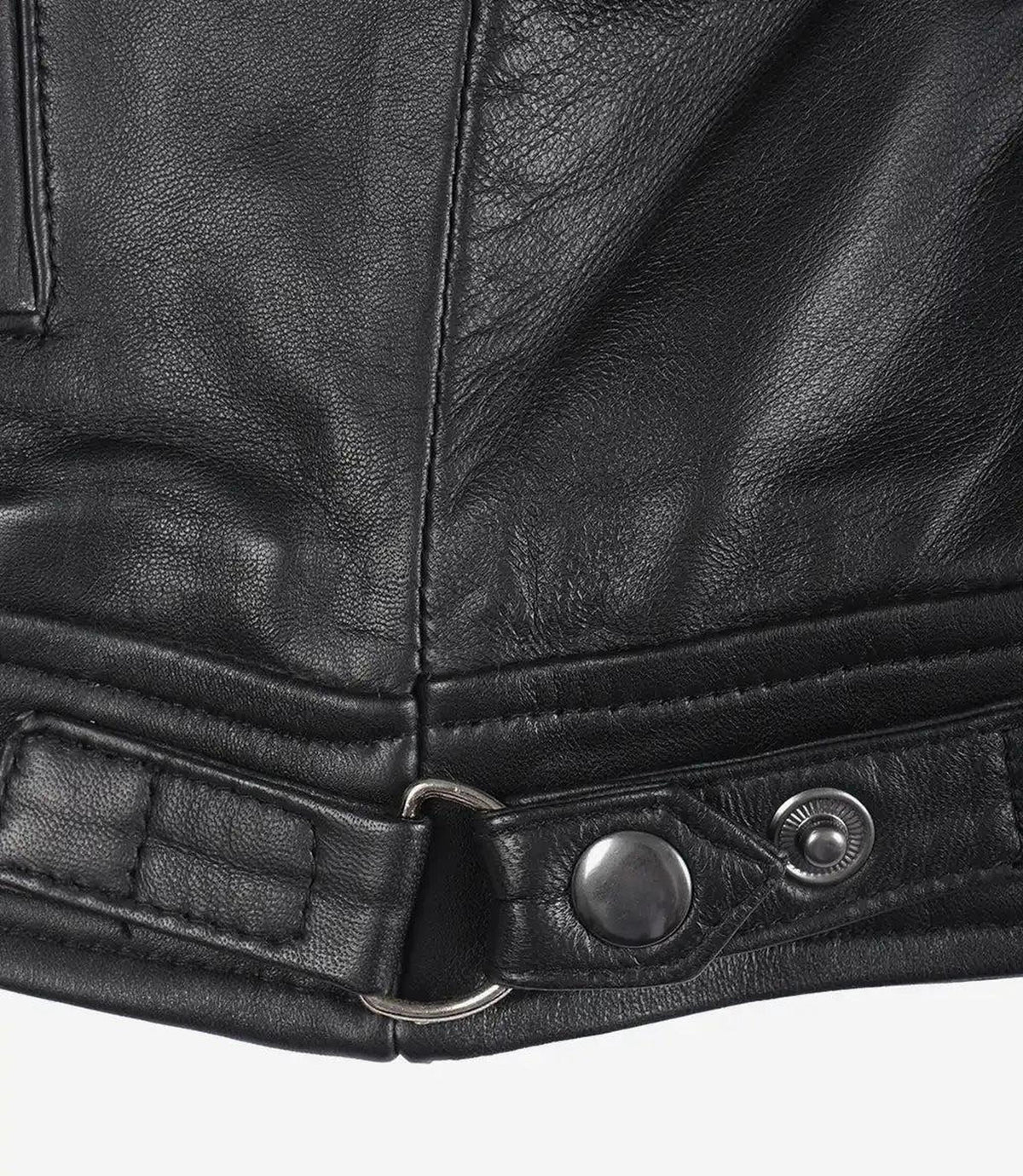 Women's Black Leather Biker Jacket with Quilted Shoulders-Leather Jackets-Glompi-Glompi