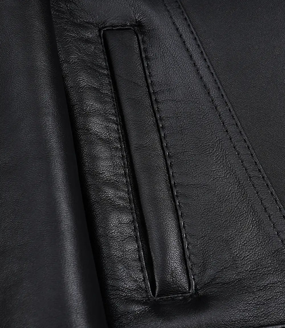 Womens Black Leather Jacket with Faux Sherpa Lining-Leather Jackets-Glompi-Glompi