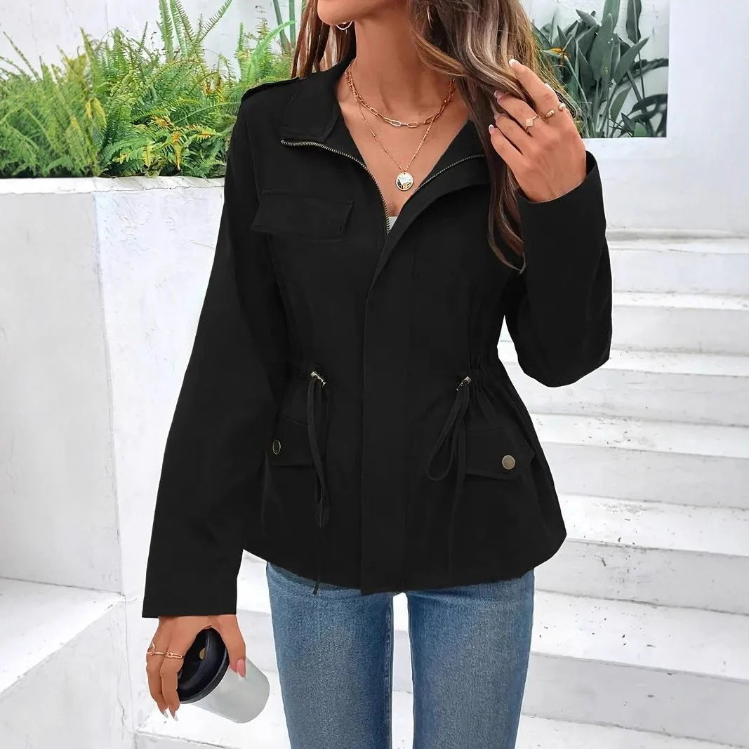 Women's Zip-Up Raincoat with Adjustable Waist 5