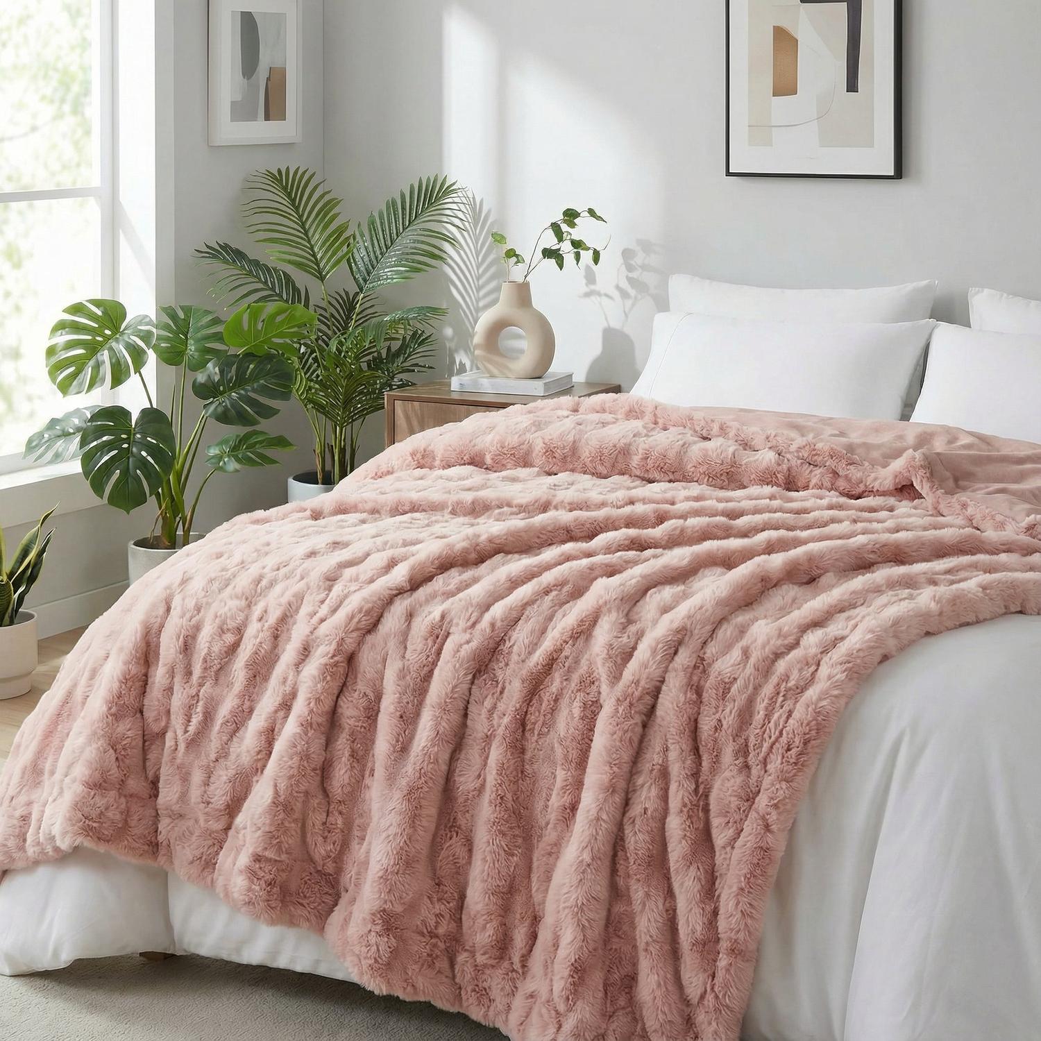 Coral Flannel Rabbit Plush Blanket
