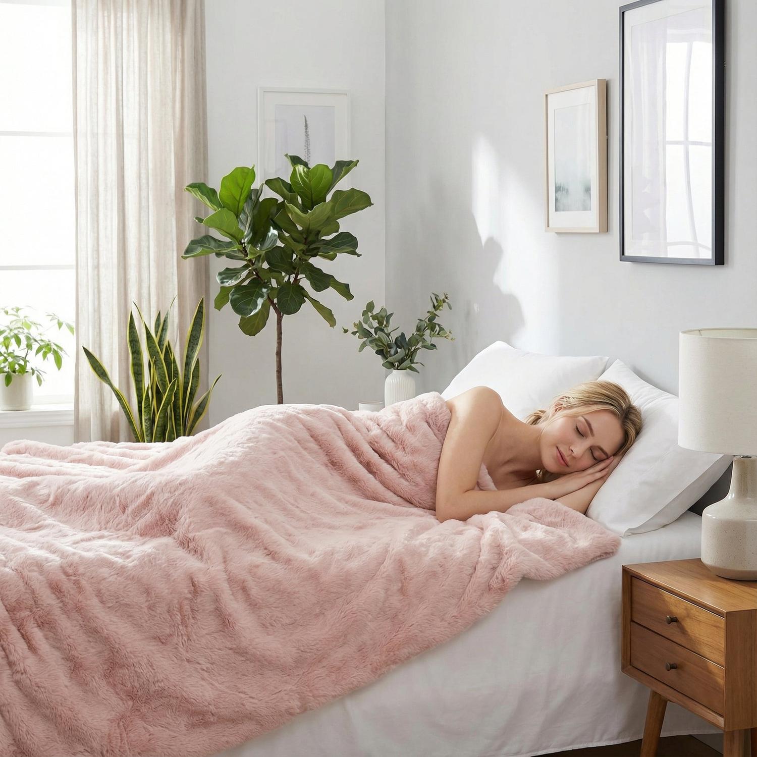 Coral Flannel Rabbit Plush Blanket