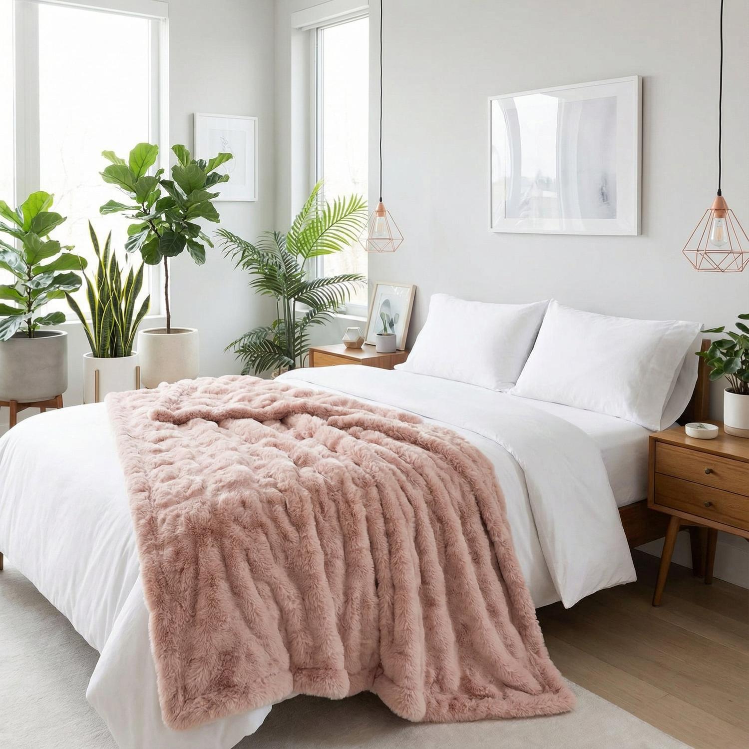 Coral Flannel Rabbit Plush Blanket