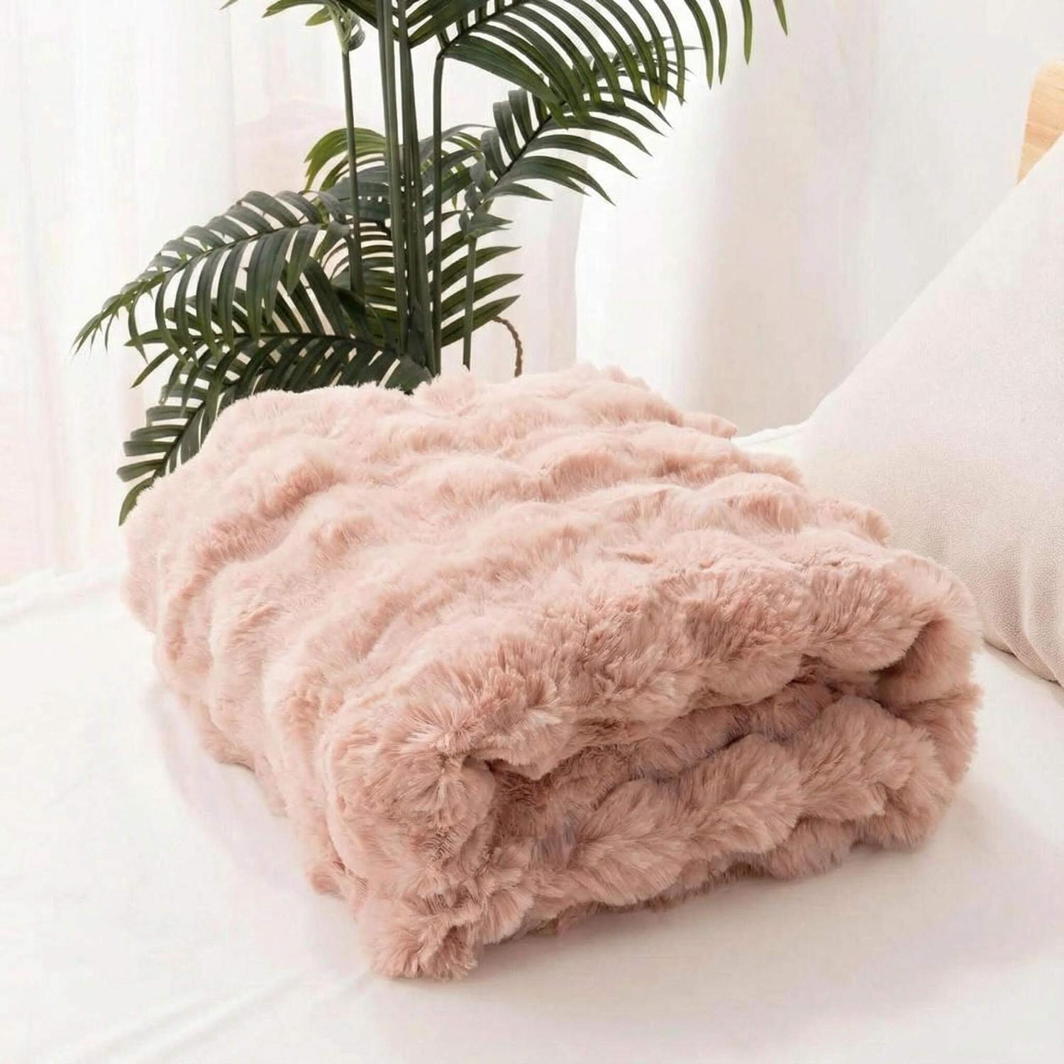 Coral Flannel Rabbit Plush Blanket