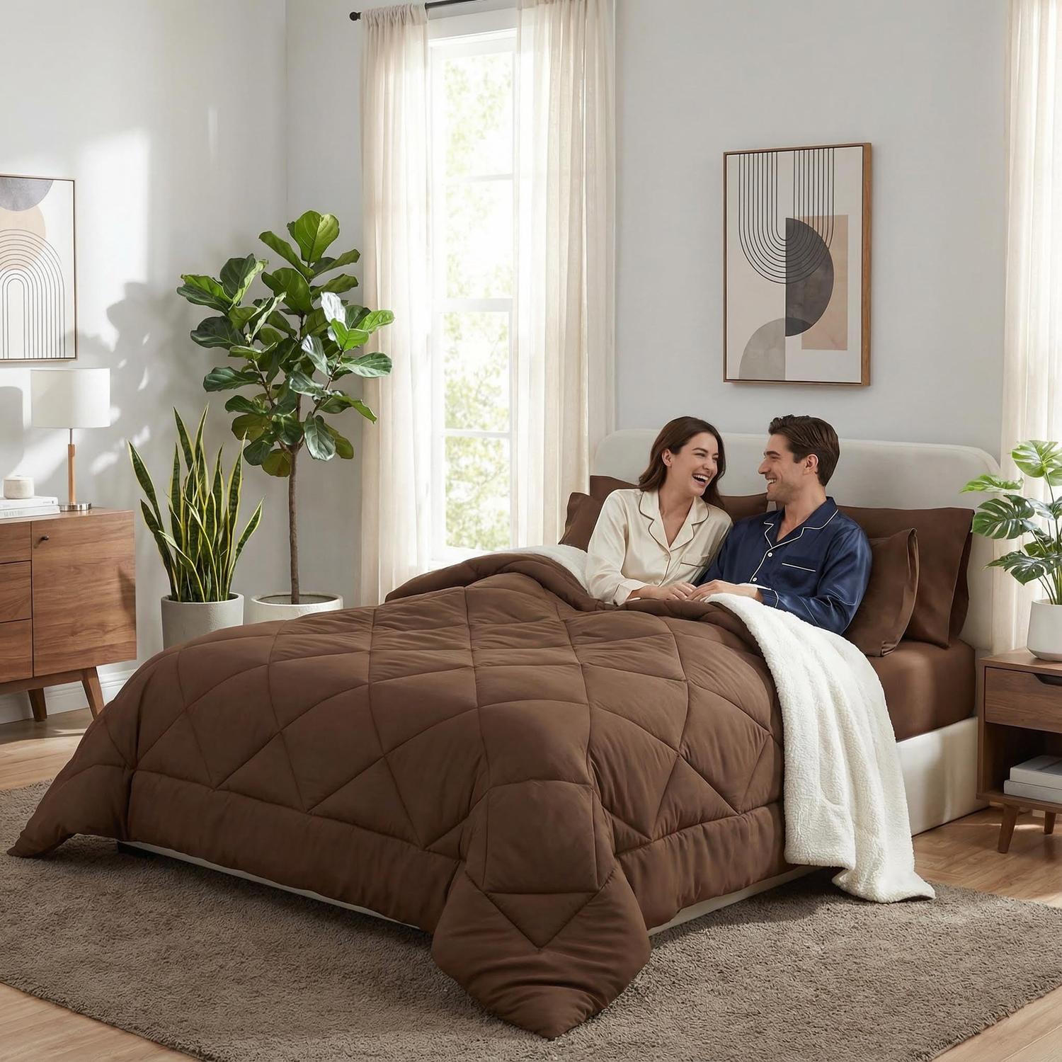 Diamond Grid Quilt - Double Thick Comforter for Home and Hotel