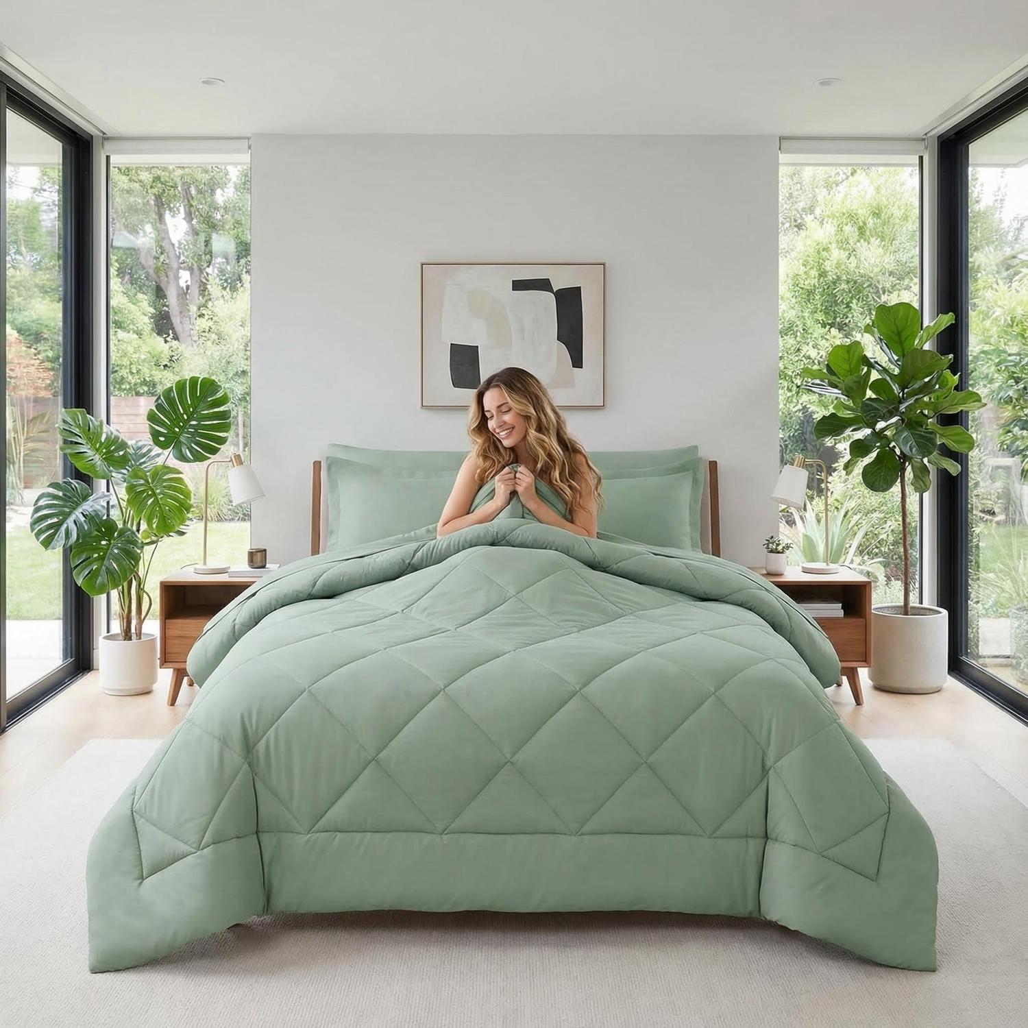 Diamond Grid Quilt - Double Thick Comforter for Home and Hotel