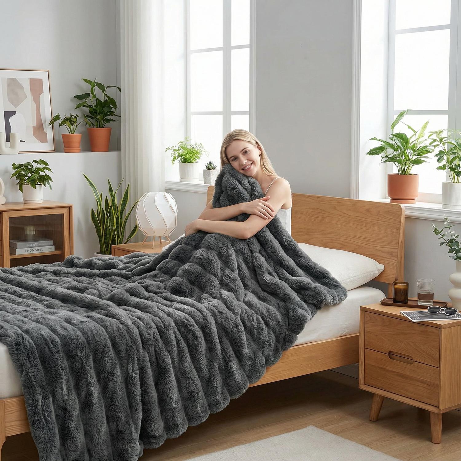 Faux Rabbit Fleece Blanket