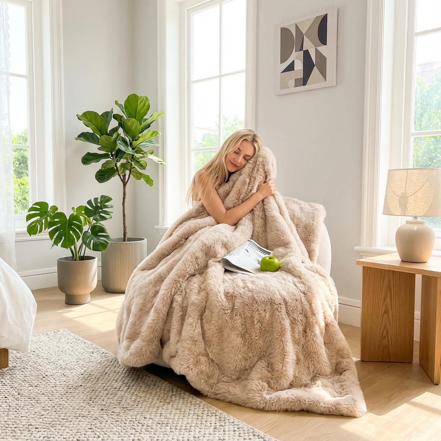 Faux Rabbit Fleece Blanket