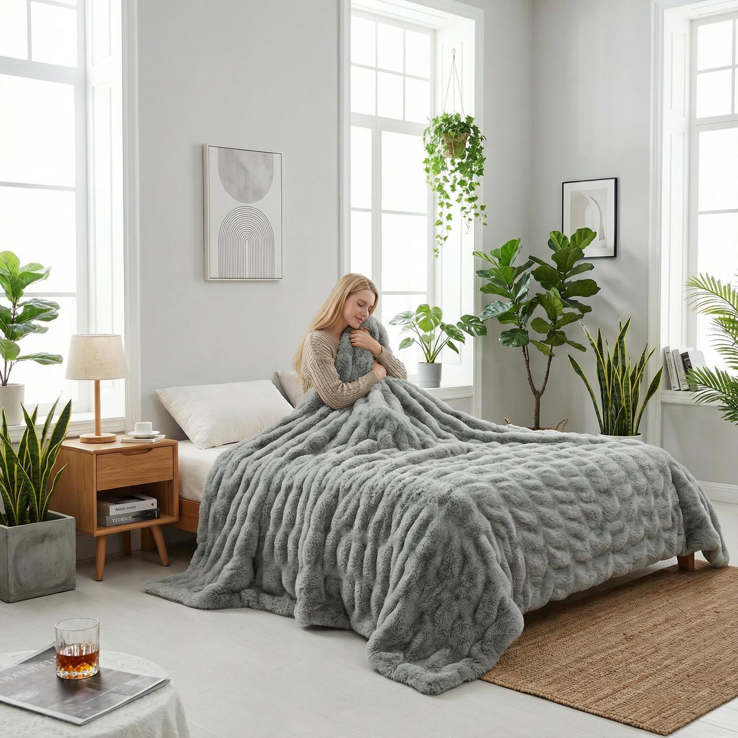 Faux Rabbit Fleece Blanket