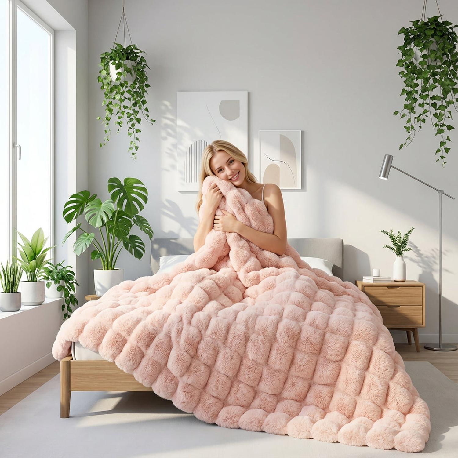 Faux Rabbit Fleece Blanket