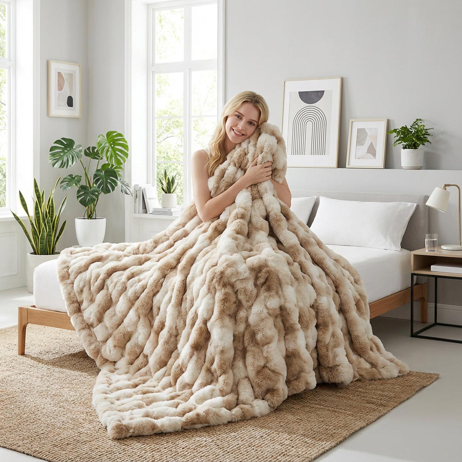 Faux Rabbit Fleece Blanket