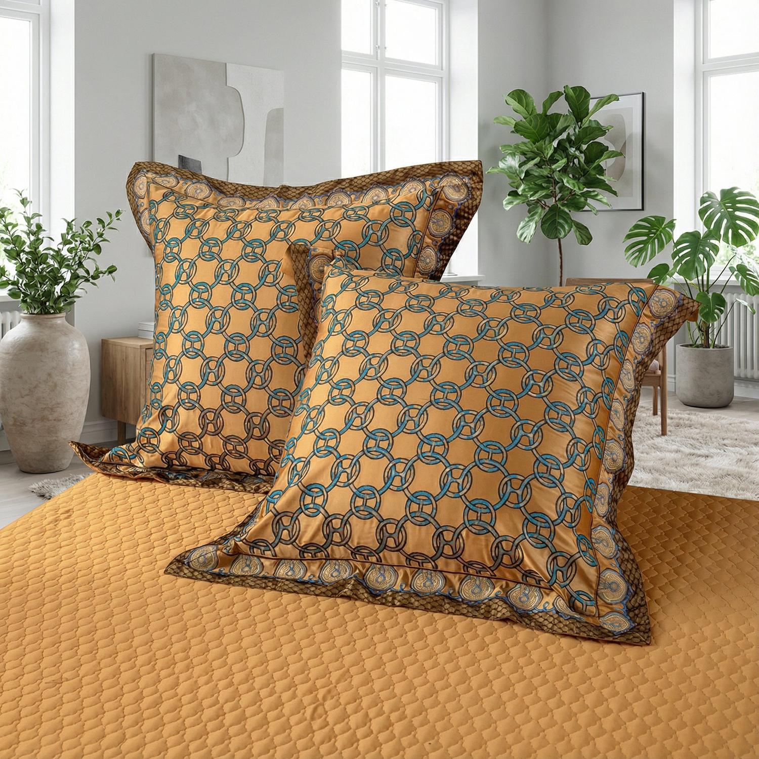 Feline of Egypt Embroidered Satin Cotton Bedding Set