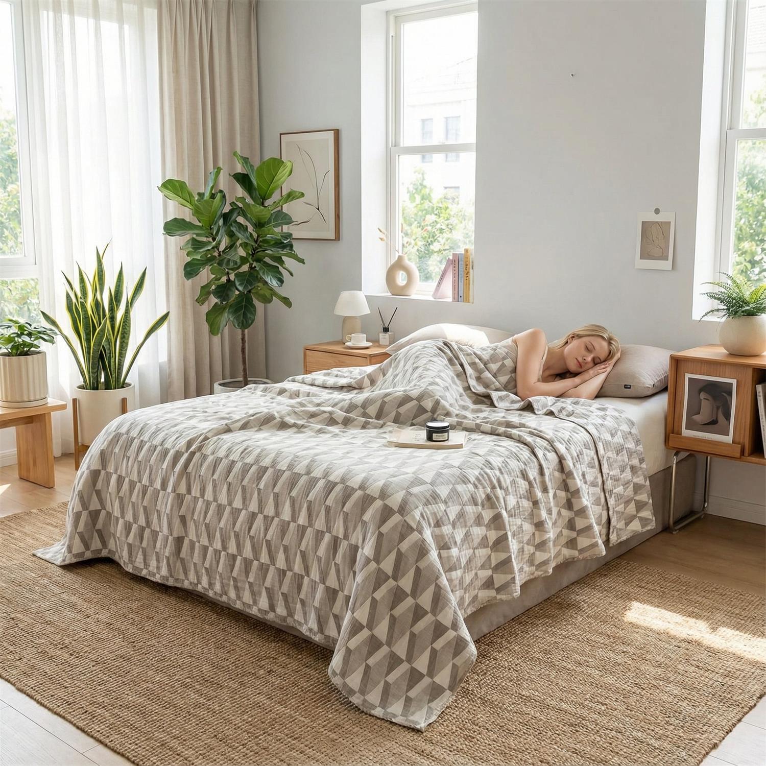 Floral Stripe Cotton Gauze Quilt