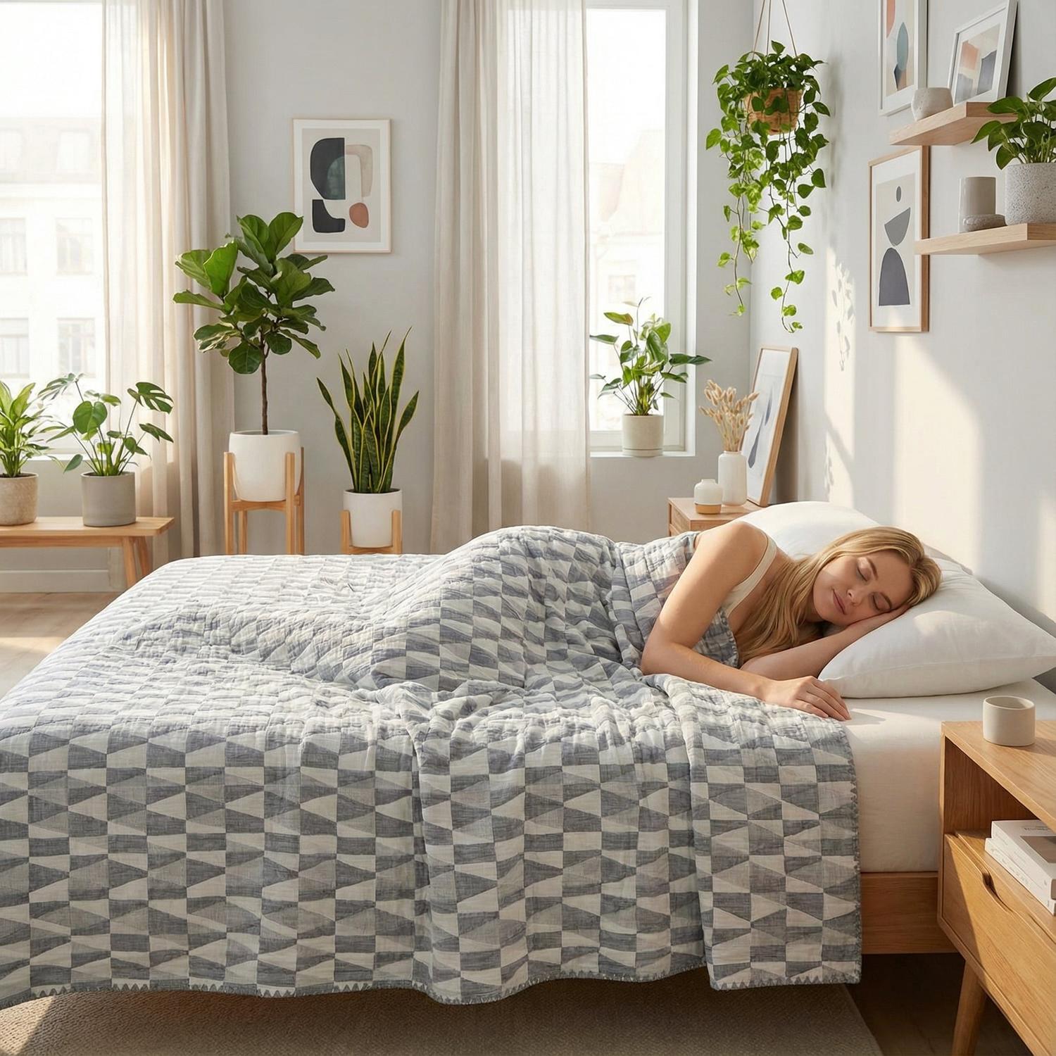 Floral Stripe Cotton Gauze Quilt