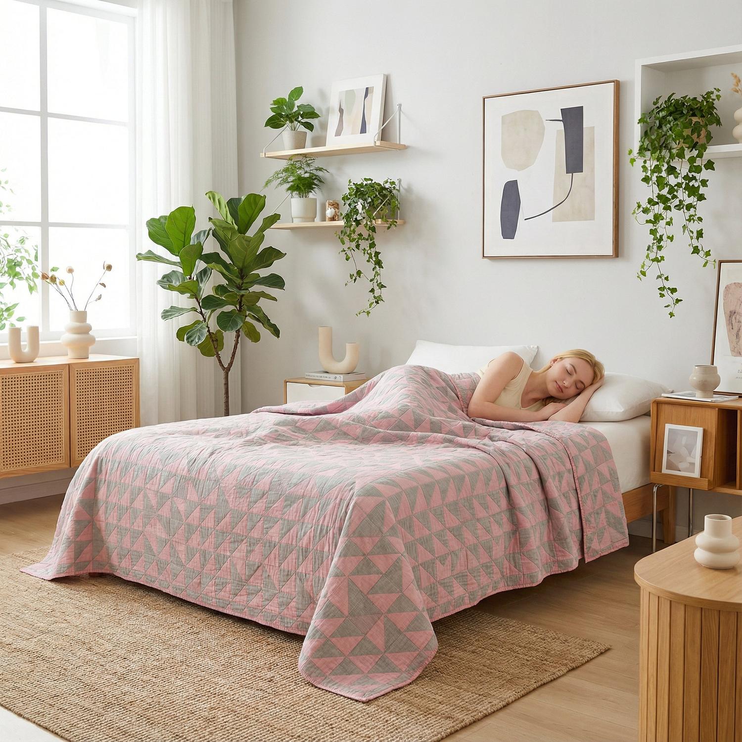 Floral Stripe Cotton Gauze Quilt