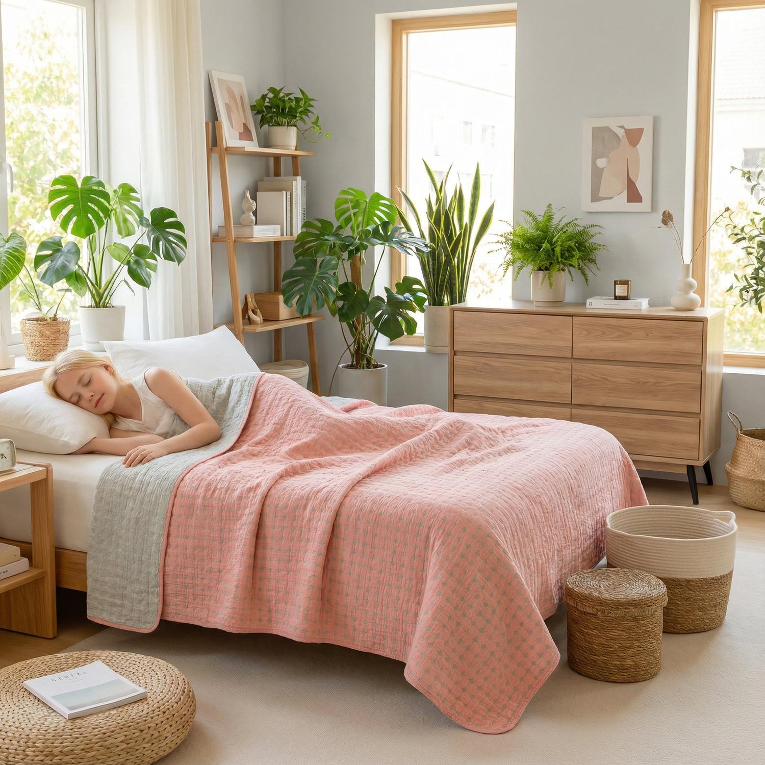 Floral Stripe Cotton Gauze Quilt