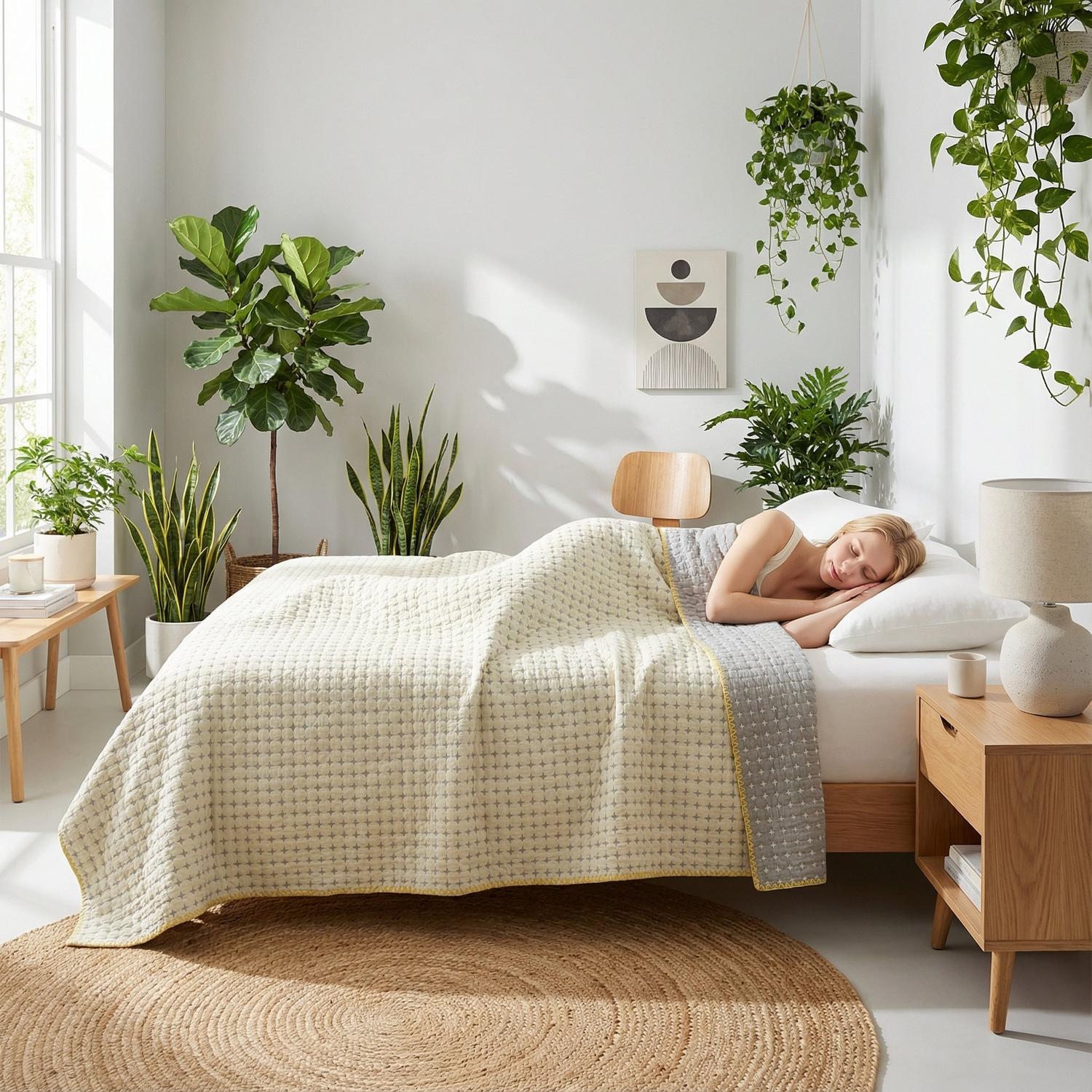 Floral Stripe Cotton Gauze Quilt