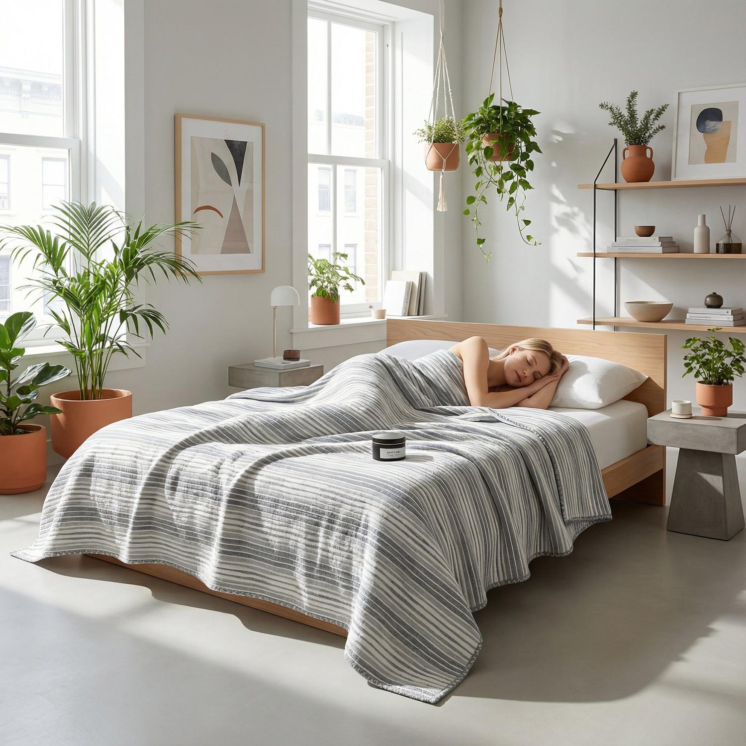 Floral Stripe Cotton Gauze Quilt