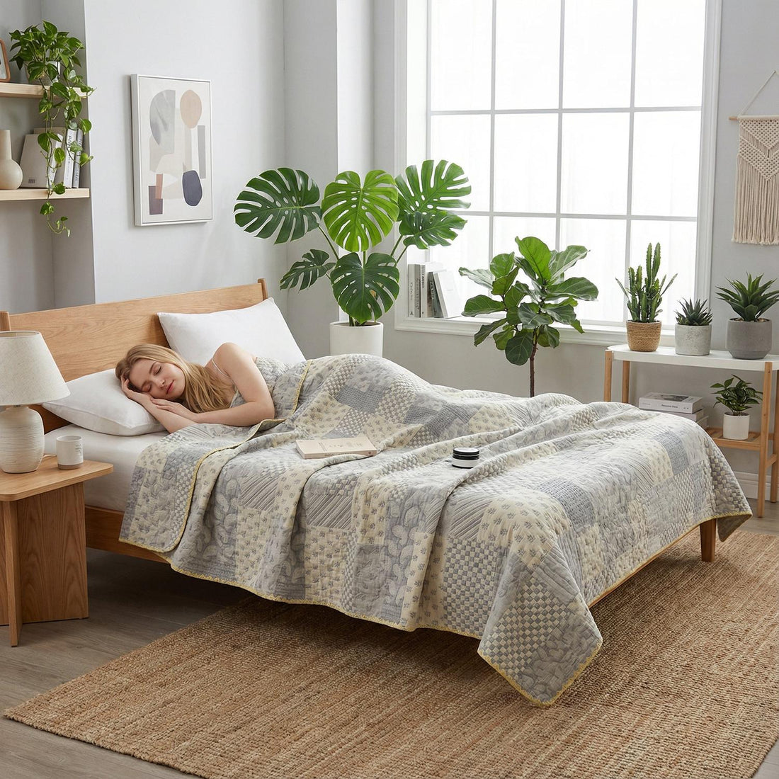 Floral Stripe Cotton Gauze Quilt