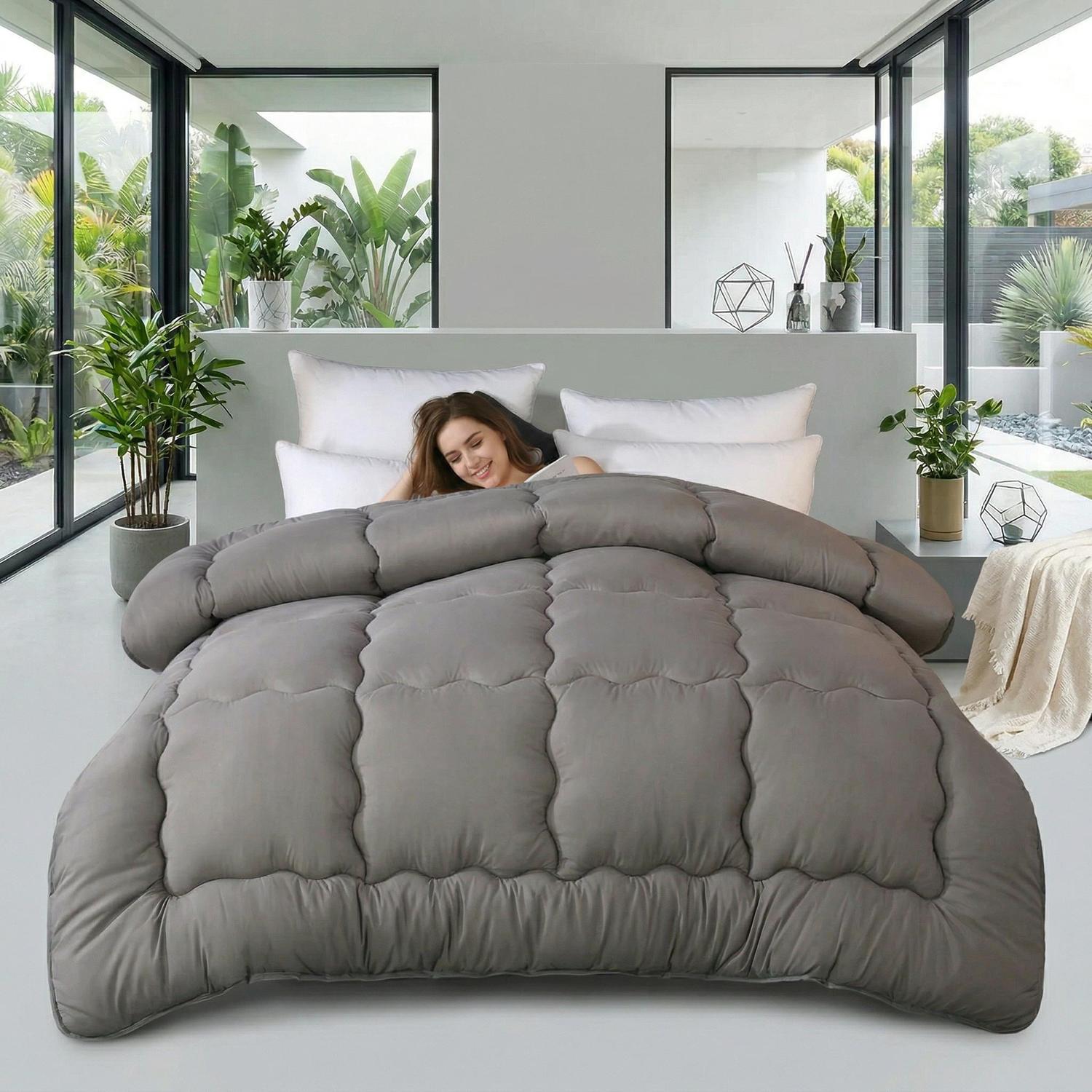 Grey Quilted Winter Comforter