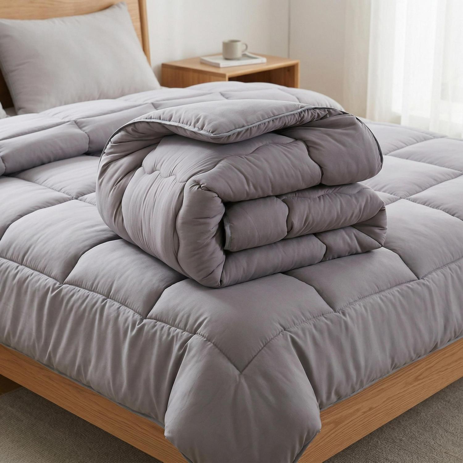 Grey Quilted Winter Comforter
