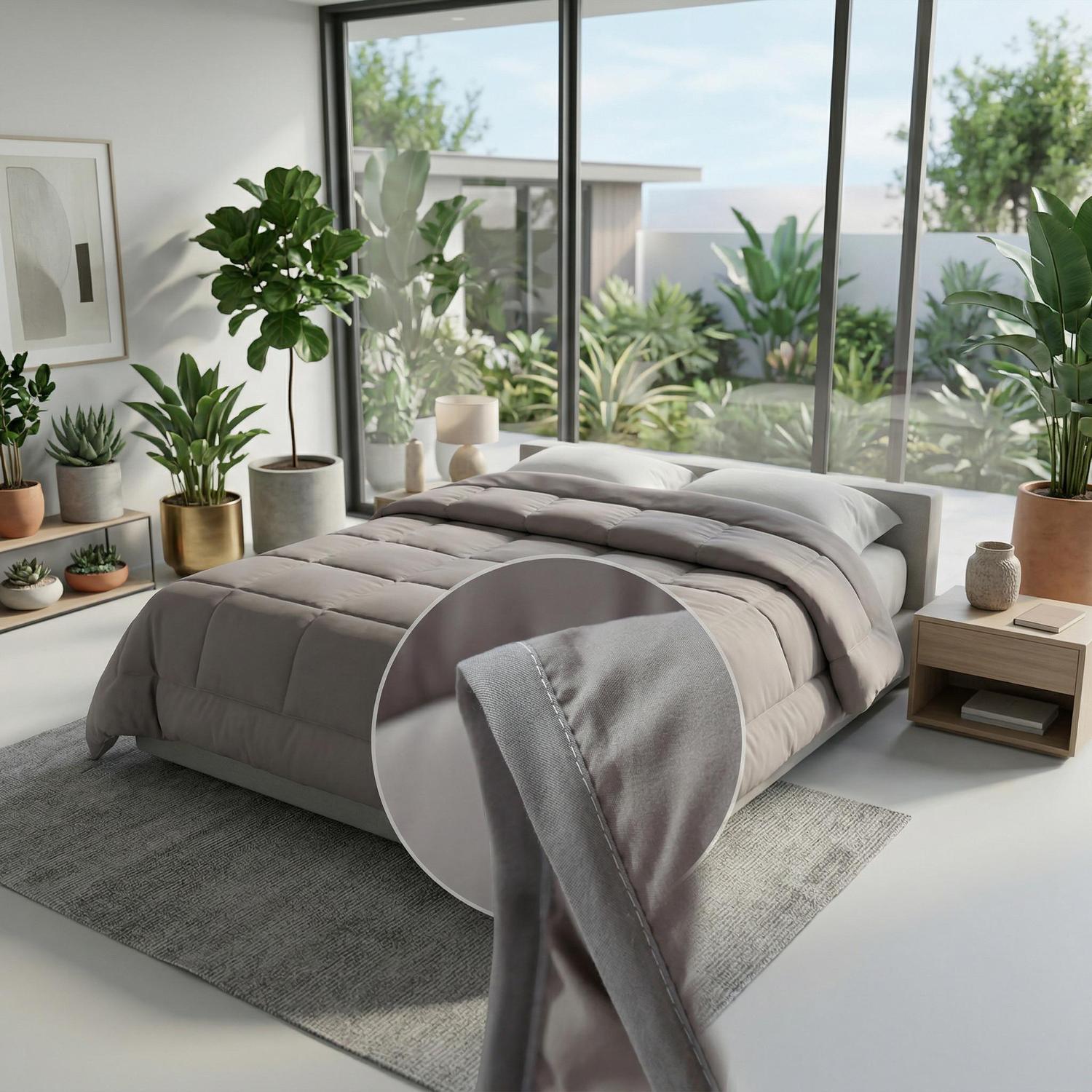 Grey Quilted Winter Comforter