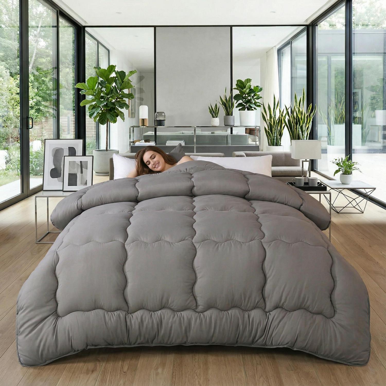 Grey Quilted Winter Comforter