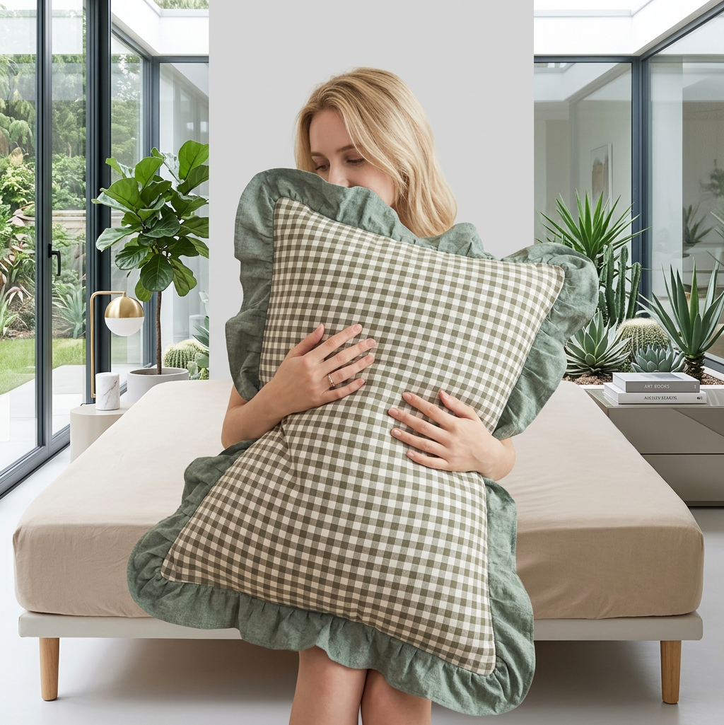 Washed Cotton Plaid Pillowcase Set