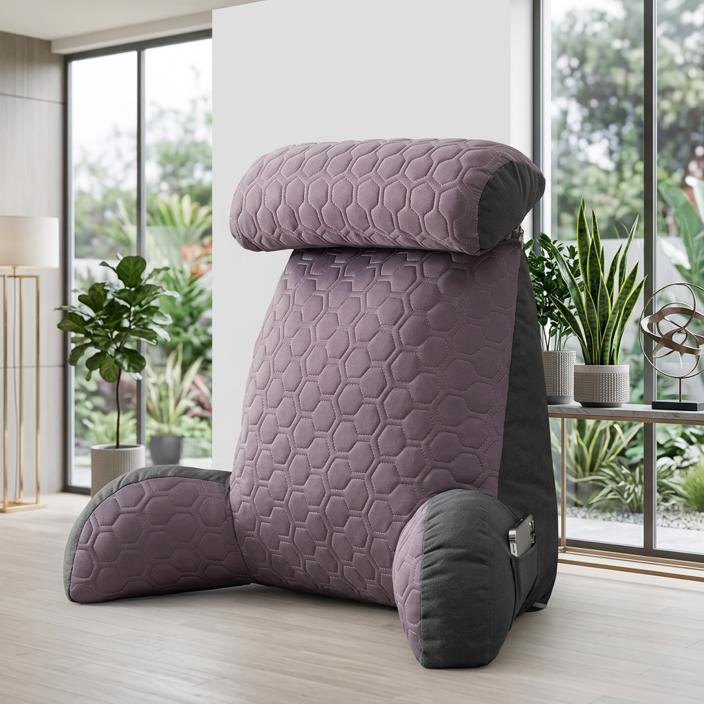 Silk Reading Pillow with Pockets - Backrest Pillow for Bed