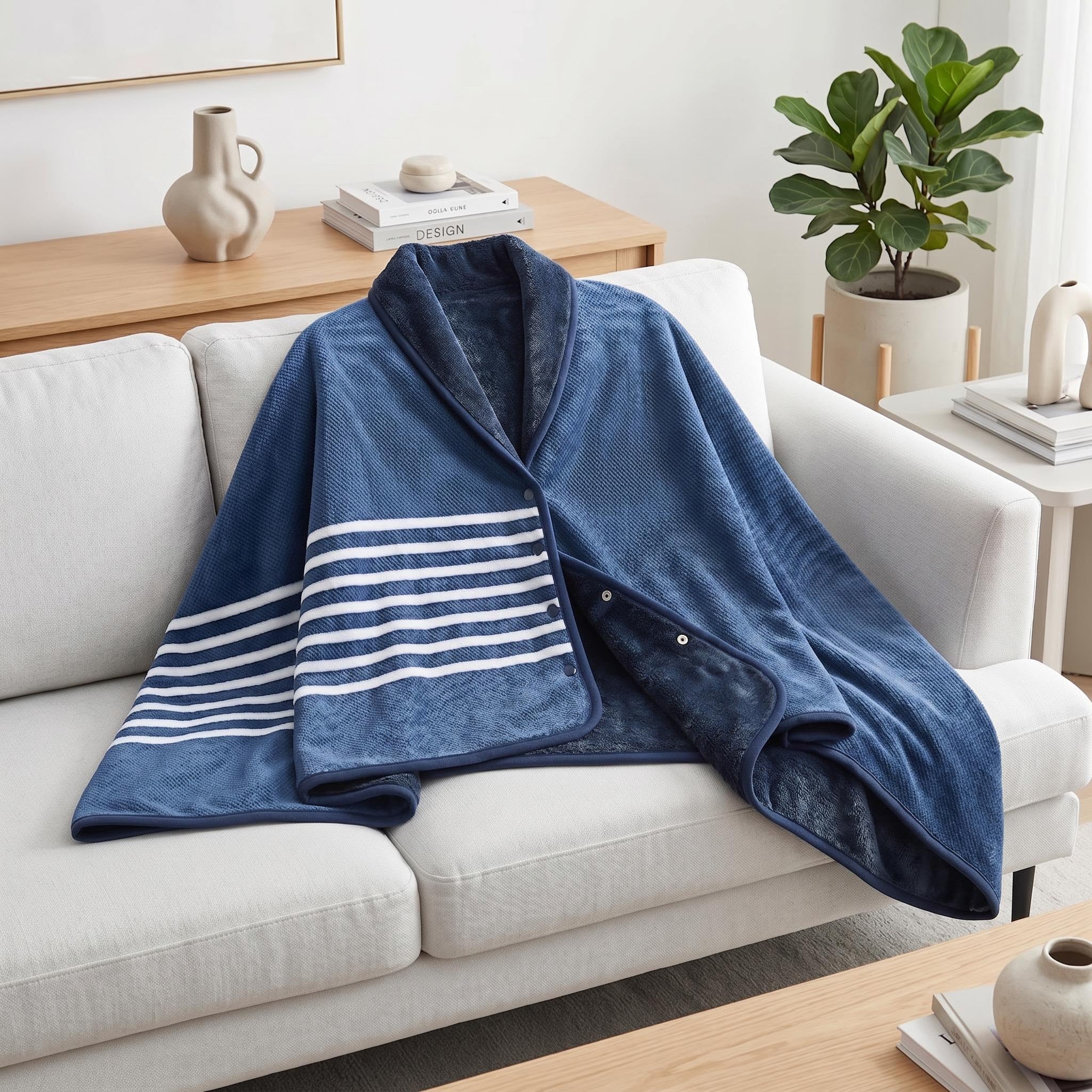 Wearable Blanket with Snap-Button Design for Adults