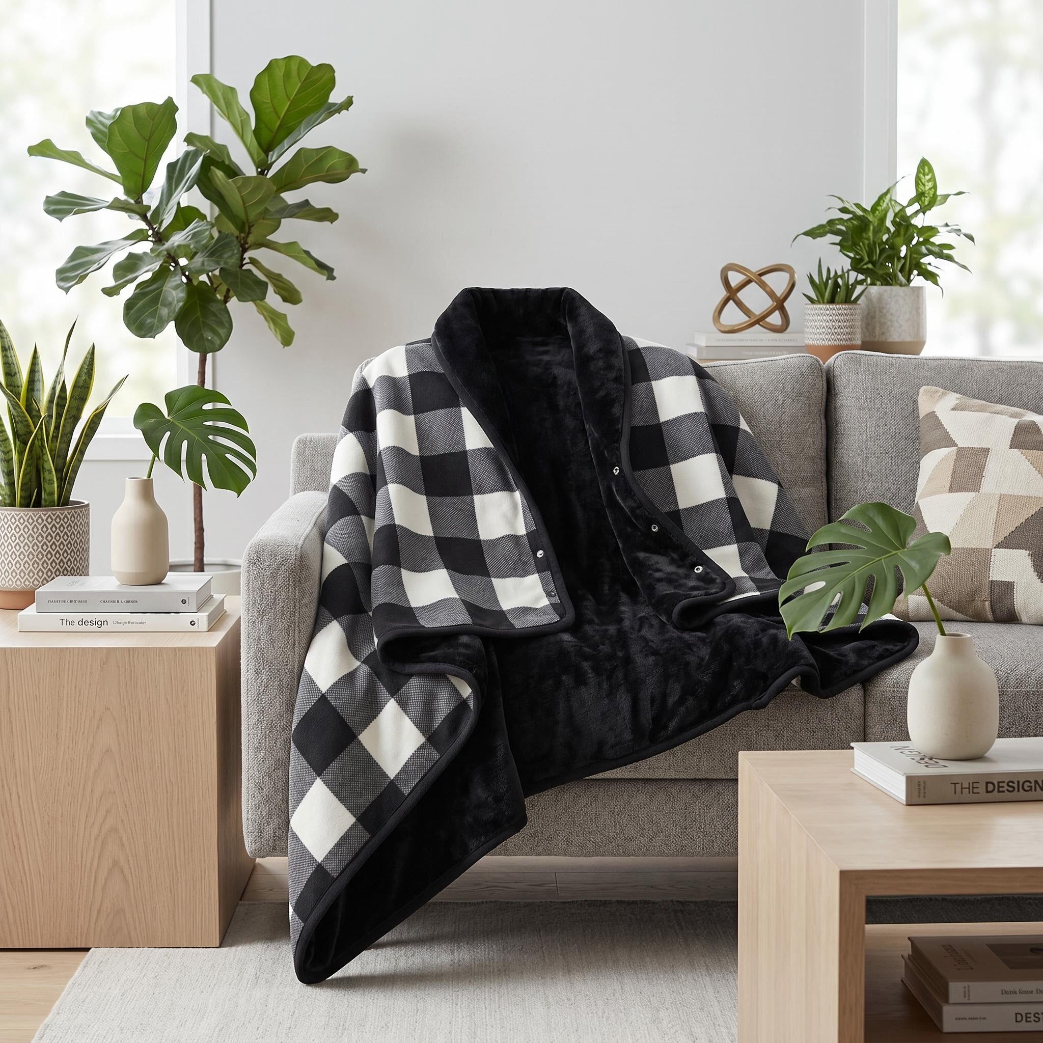 Wearable Blanket with Snap-Button Design for Adults