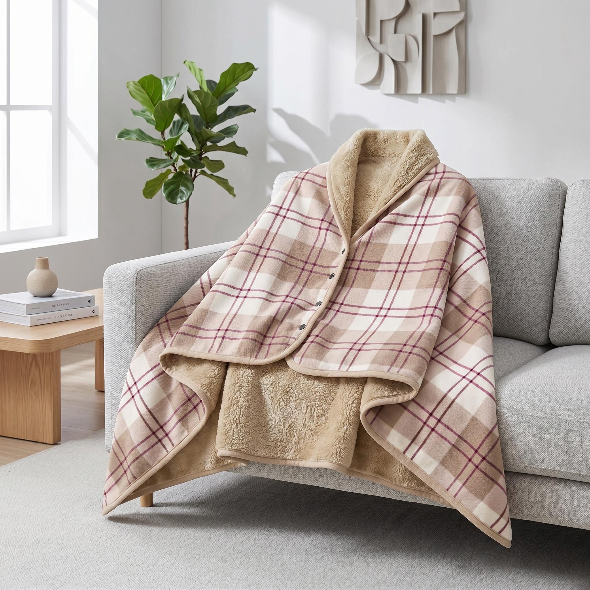 Wearable Blanket with Snap-Button Design for Adults