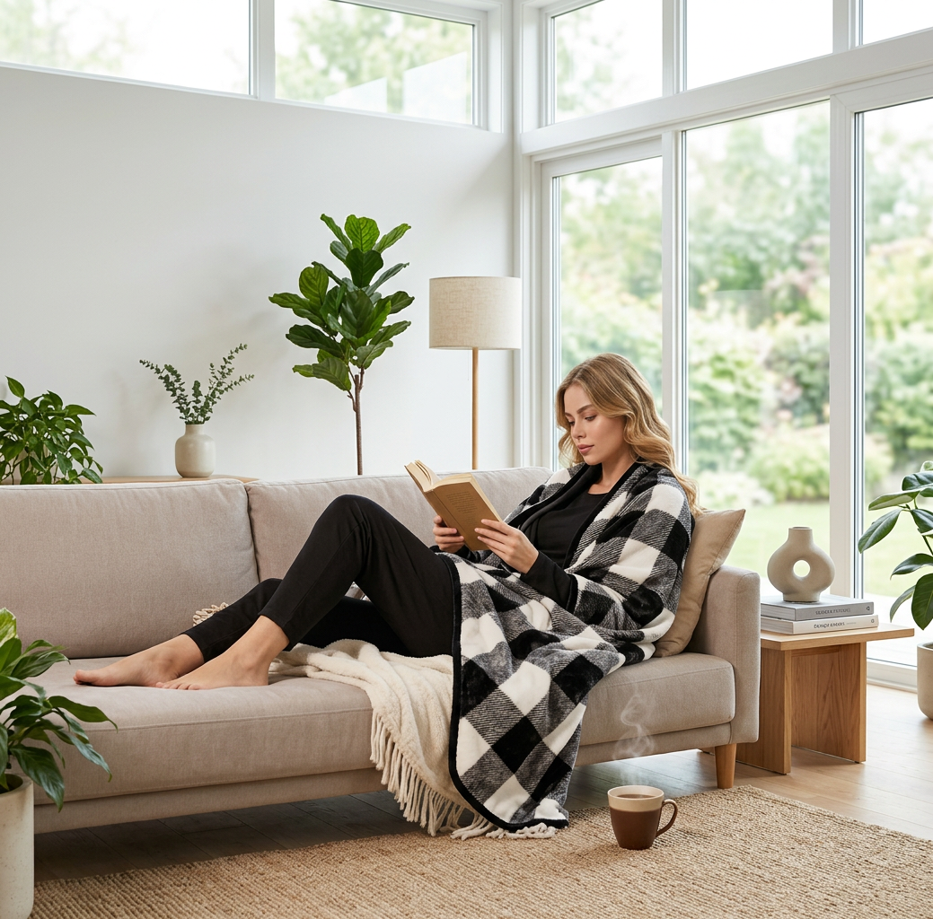 Wearable Blanket with Snap-Button Design for Adults