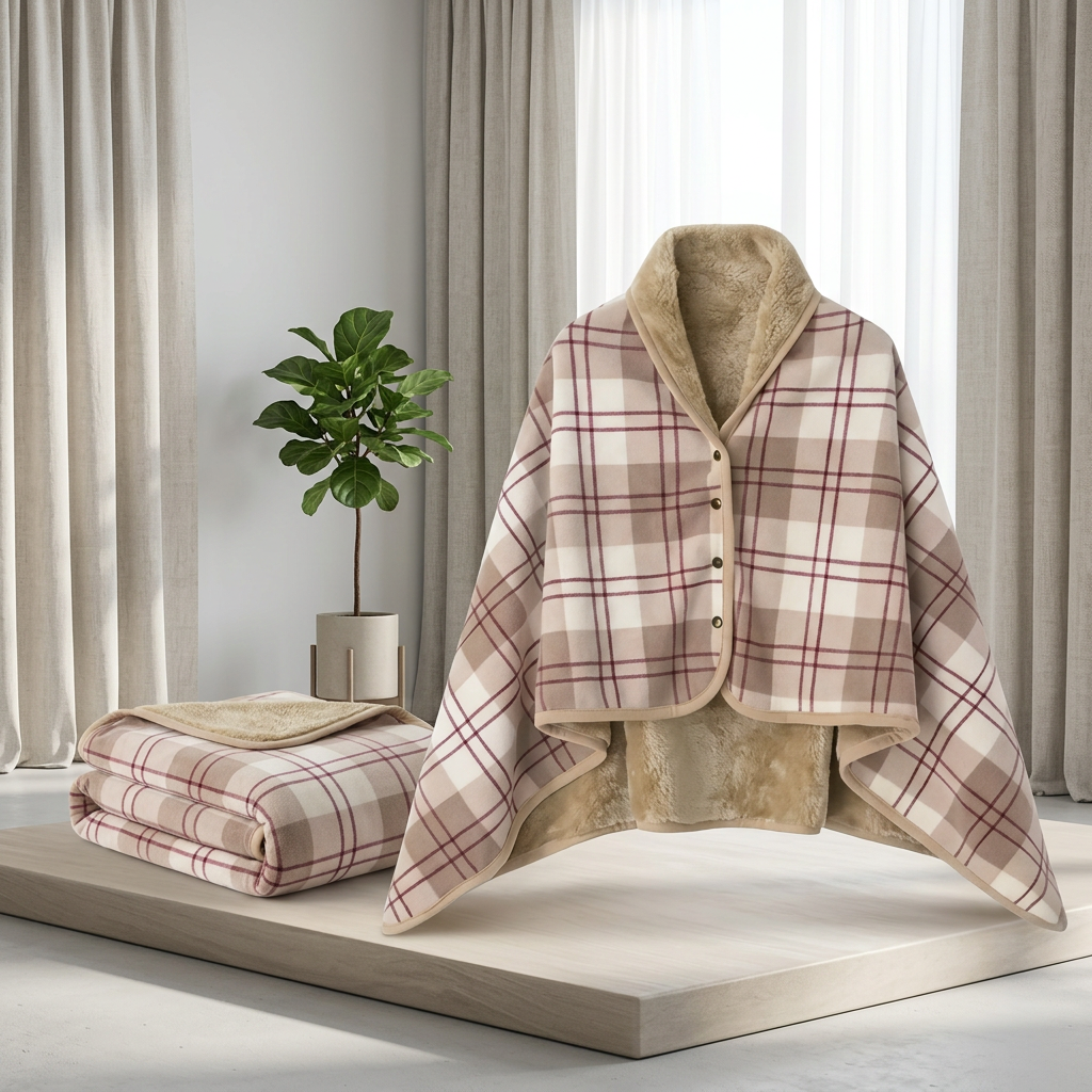 Wearable Blanket with Snap-Button Design for Adults
