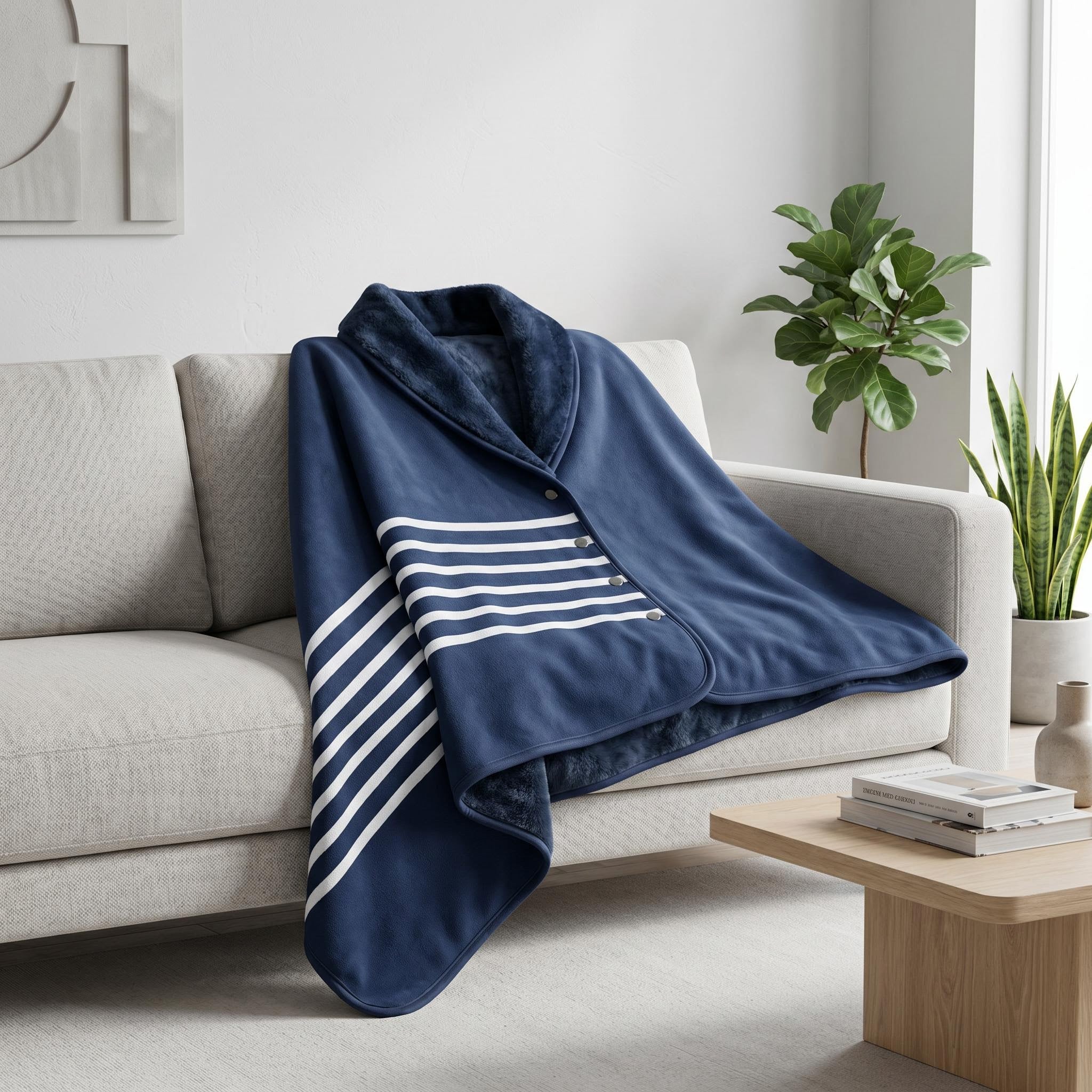Wearable Blanket with Snap-Button Design for Adults
